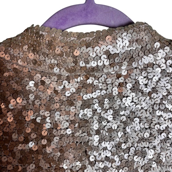 IISLI Sequin Cropped Blazer Jacket Sparkle Gold Women's Size 2 - Picture 7 of 11